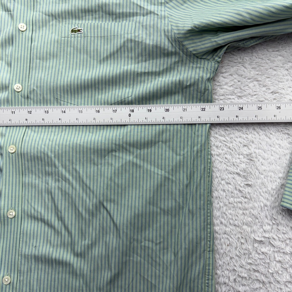 Lacoste Mens Regular Fit Striped Button Down Shirt Green Blue Cotton Size 42 L - Picture 5 of 9